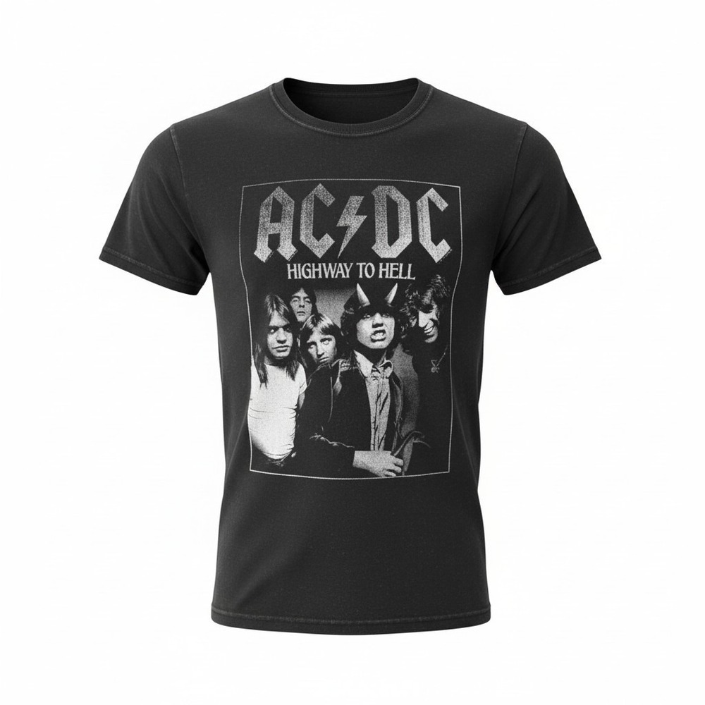 AC/DC Highway to Hell Shirt Mens XL Black Graphic Rock Band Tee T-Shirt Concert